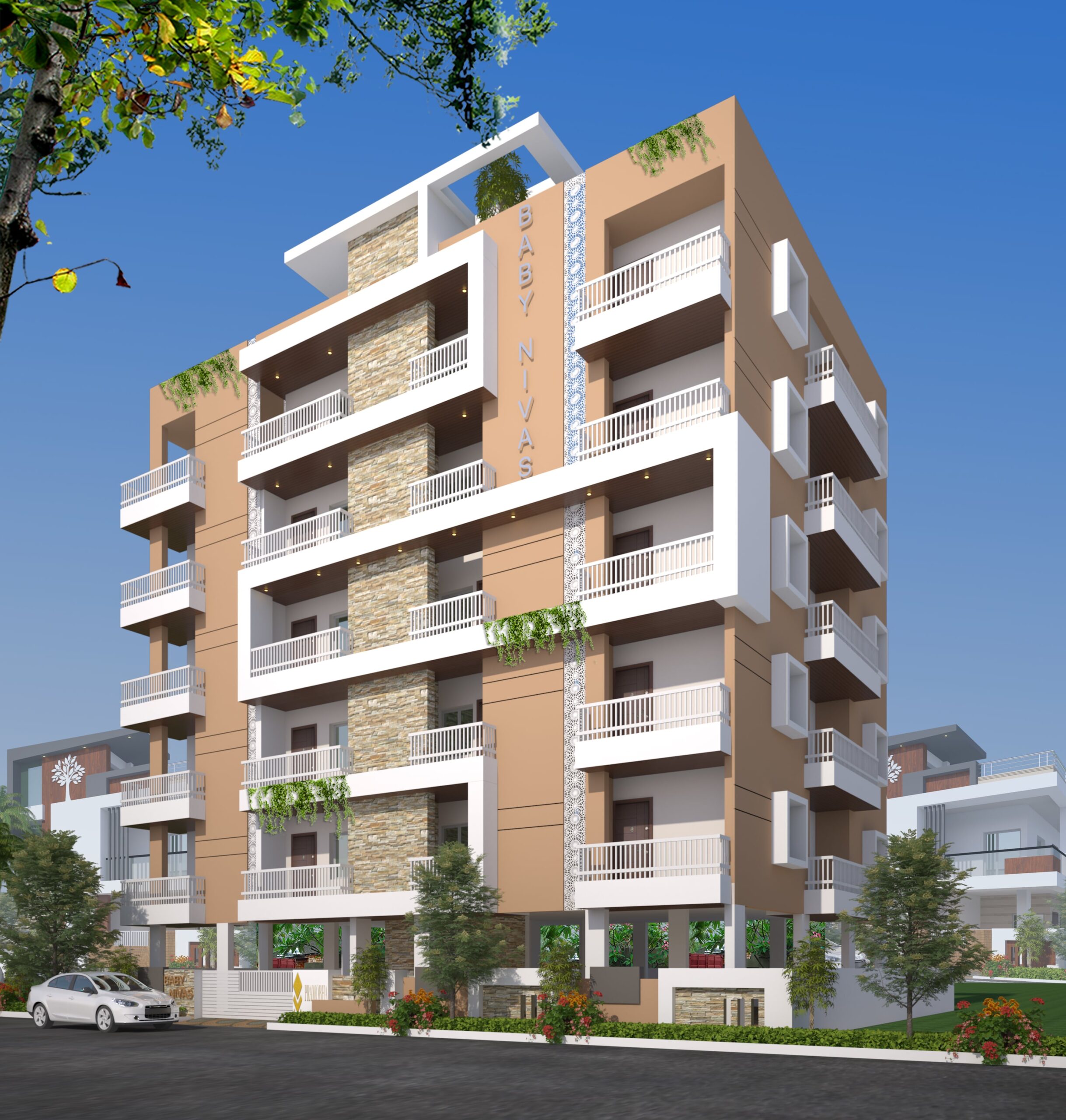 Front View of Baby Nivas Apartments by Pramobha