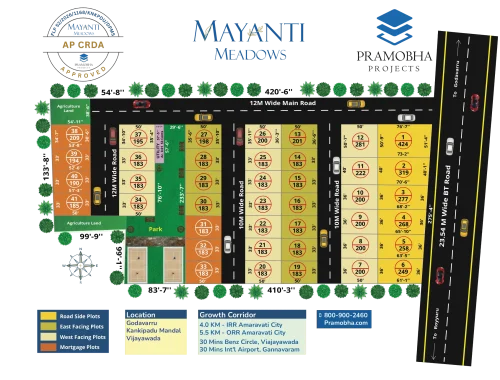 AP CRDA Approved Plots Layout of Mayanti Meadows near Godavarru, Kankipadu Mandal, Vijayawada, AP, India